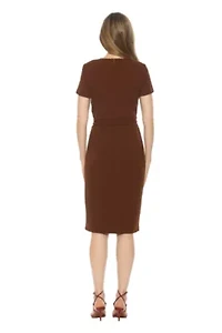 Zyra Crewneck Midi Dress With Tie