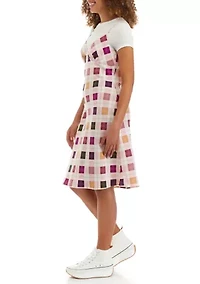 Juniors' Short Sleeve 2Fer Midi Slip Dress