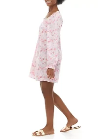 Juniors' Long Sleeve Smocked Square Neck Dress
