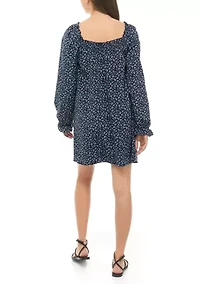 Juniors' Blouson Sleeve Floral Dress