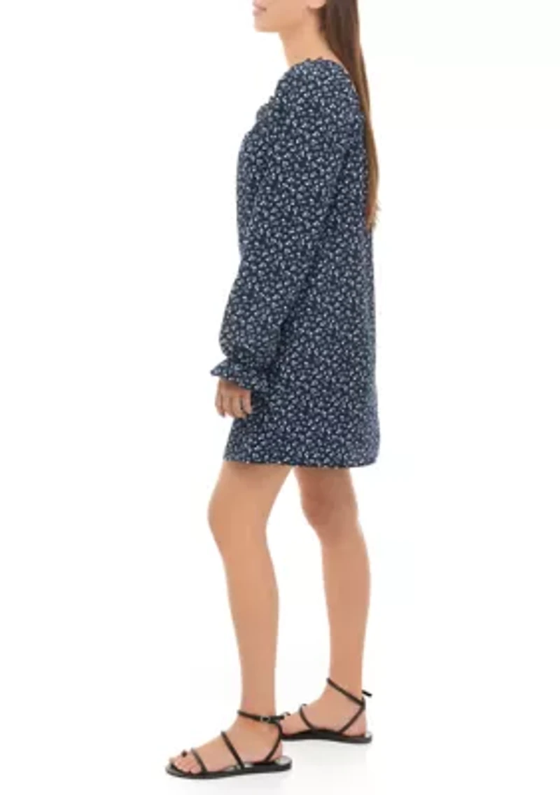 Juniors' Blouson Sleeve Floral Dress