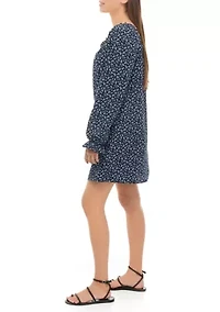 Juniors' Blouson Sleeve Floral Dress