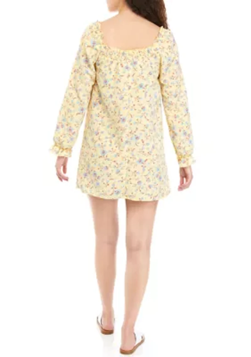 Juniors' Smocked Square Neck Dress