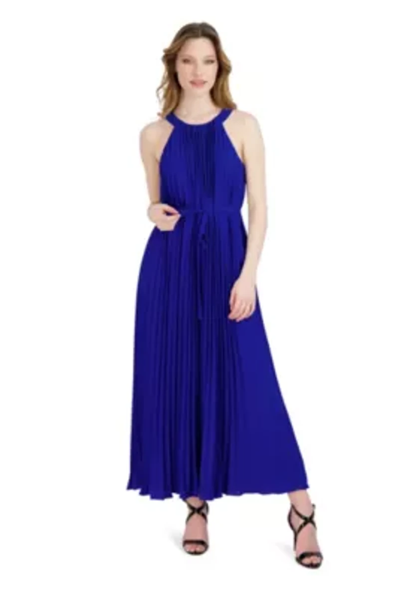 BELTED PLEATED DRESS