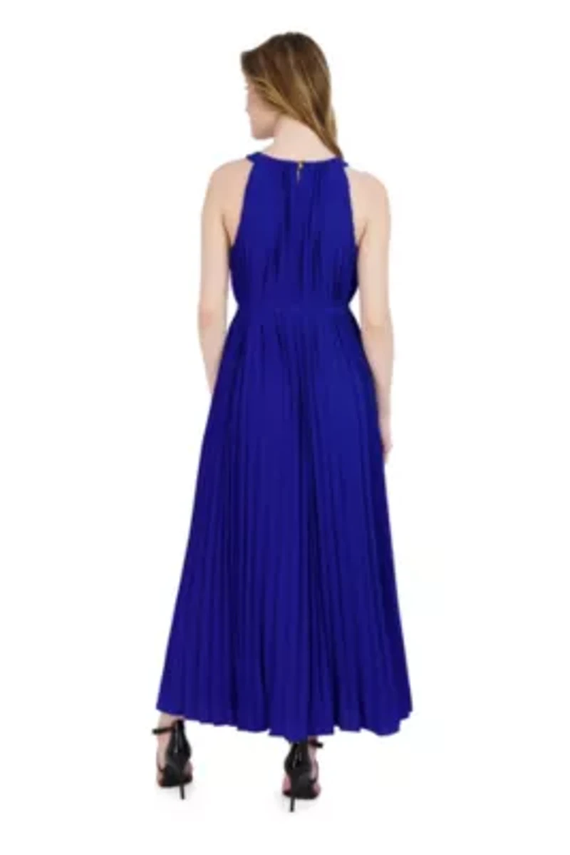 BELTED PLEATED DRESS