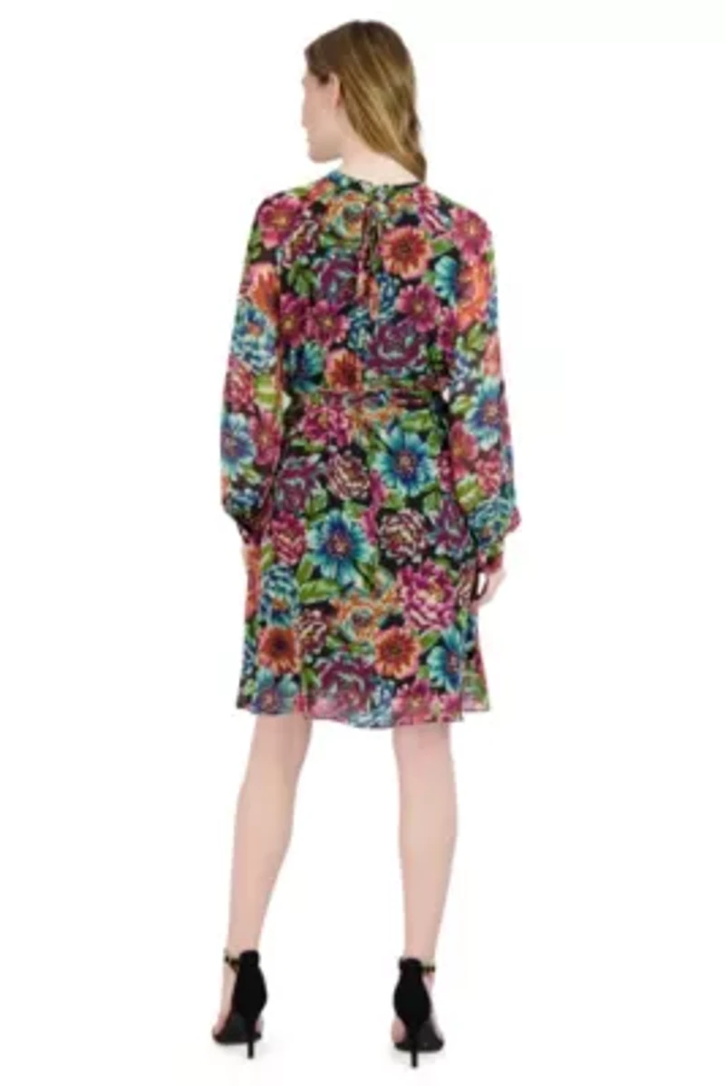 LS PLEATED FRONT DRESS
