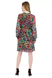 LS PLEATED FRONT DRESS