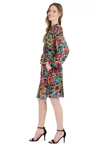 LS PLEATED FRONT DRESS
