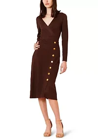 Women's Faux Wrap Sweater Dress