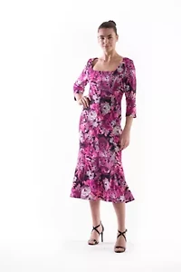 SQUARE NCK PANELED MIDI DRESS