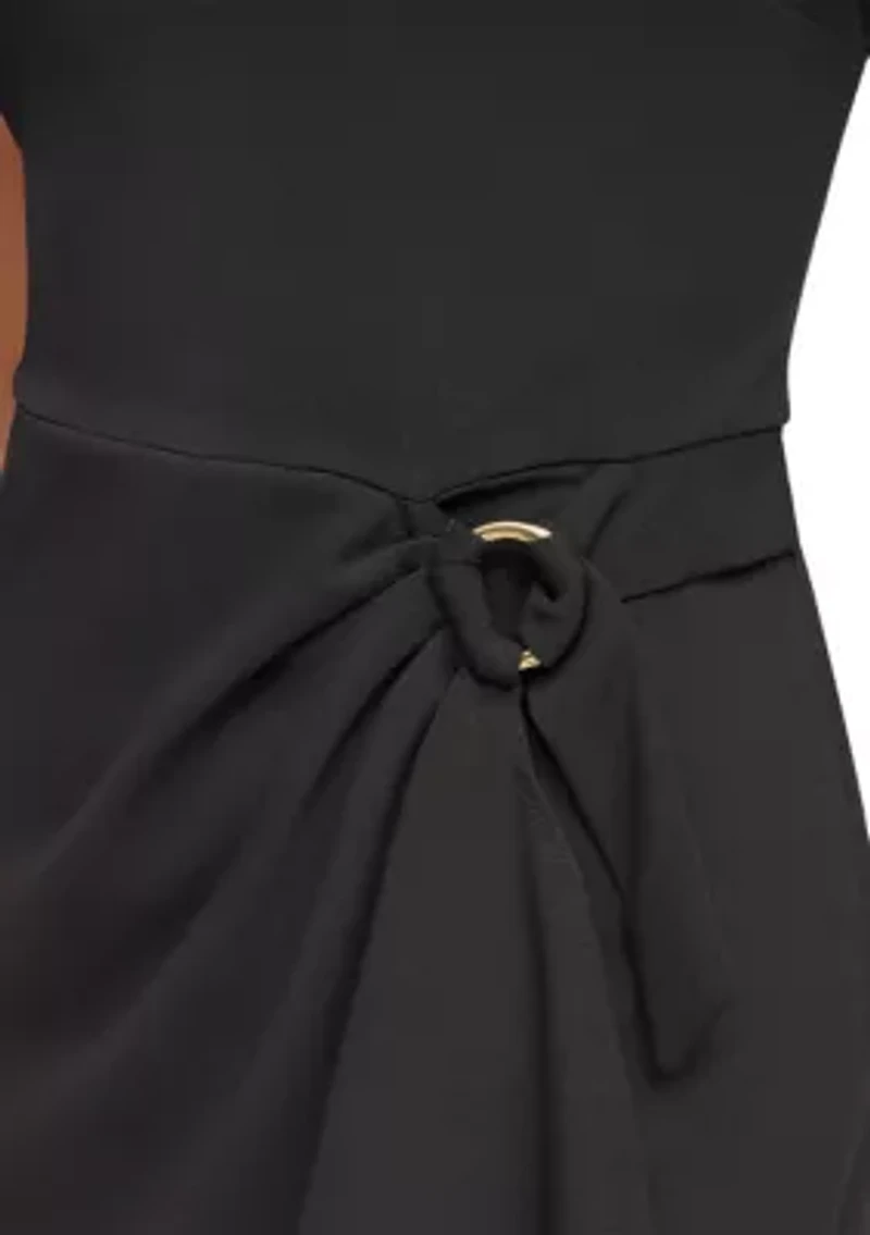 Women's Flutter Sleeve Side Ruched Sheath Dress