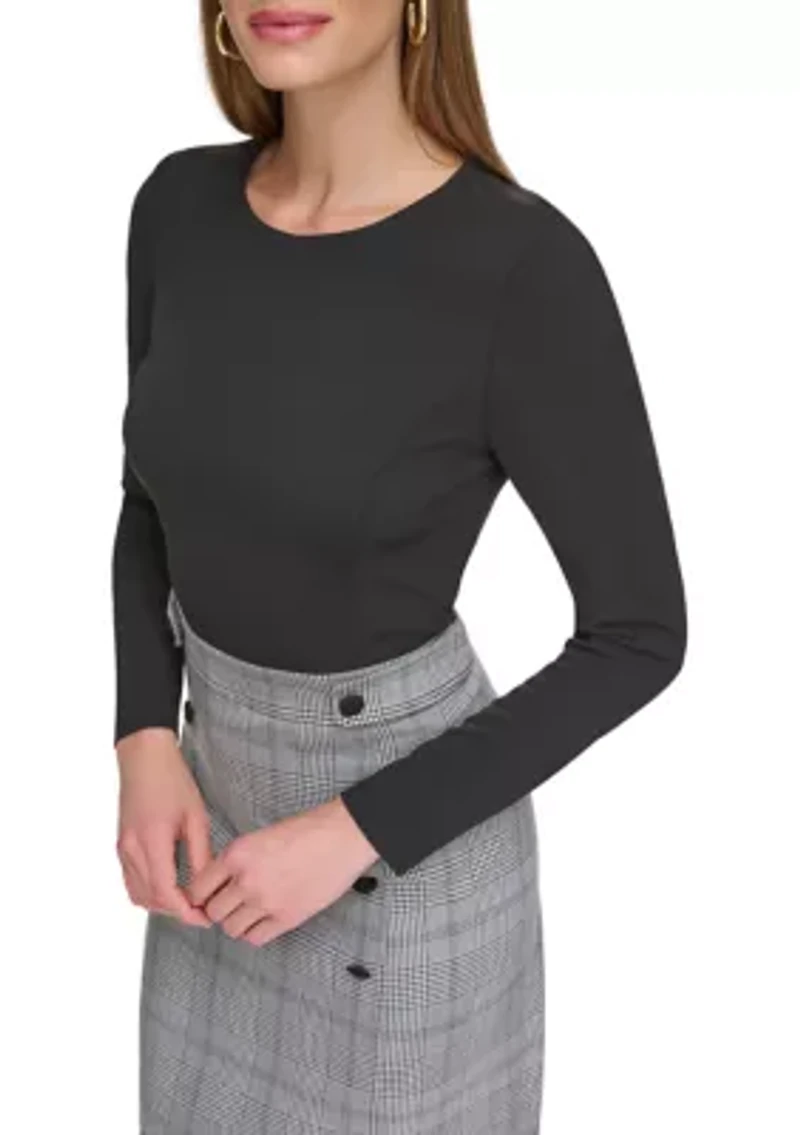 Women's Long Sleeve Plaid Button Sheath Dress