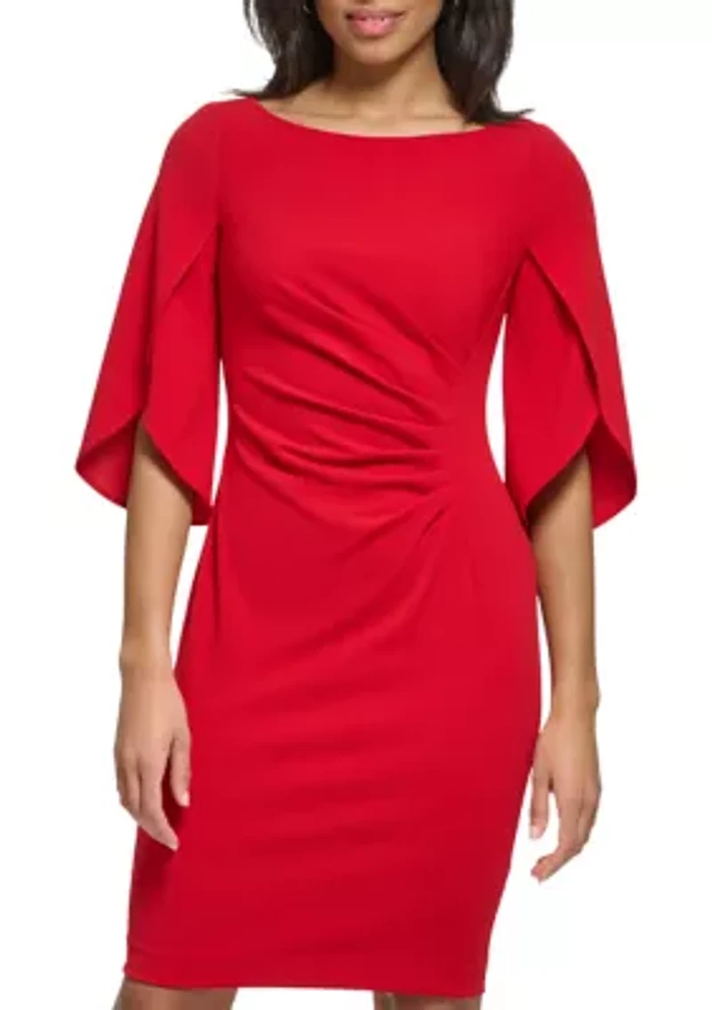 Women's Drape Sleeve Cinched Shift Dress