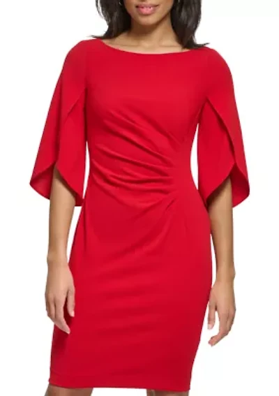 Women's Drape Sleeve Cinched Shift Dress