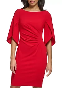 Women's Drape Sleeve Cinched Shift Dress
