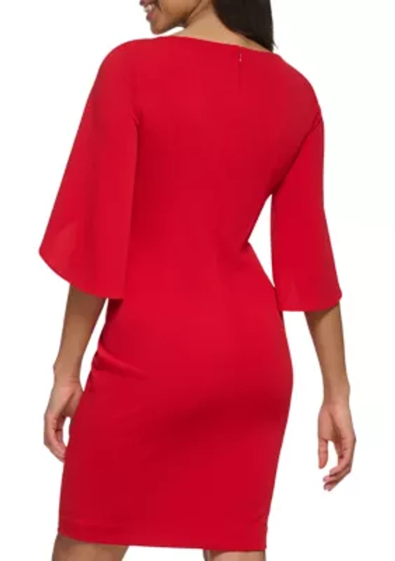 Women's Drape Sleeve Cinched Shift Dress