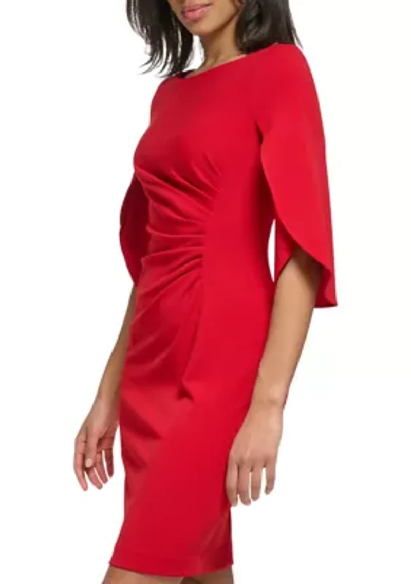 Women's Drape Sleeve Cinched Shift Dress