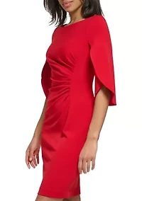 Women's Drape Sleeve Cinched Shift Dress