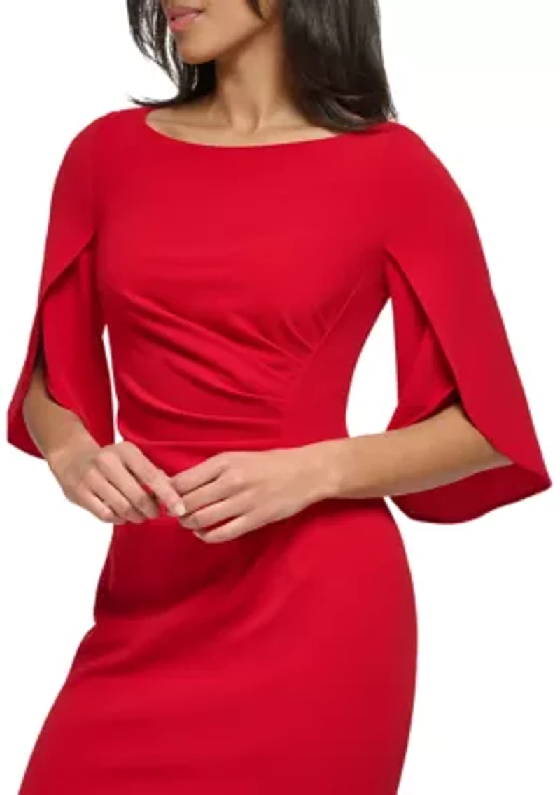 Women's Drape Sleeve Cinched Shift Dress