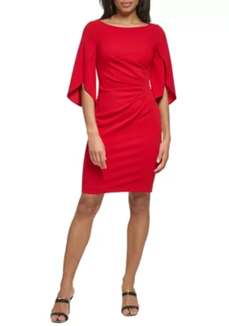 Women's Drape Sleeve Cinched Shift Dress