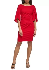 Women's Drape Sleeve Cinched Shift Dress