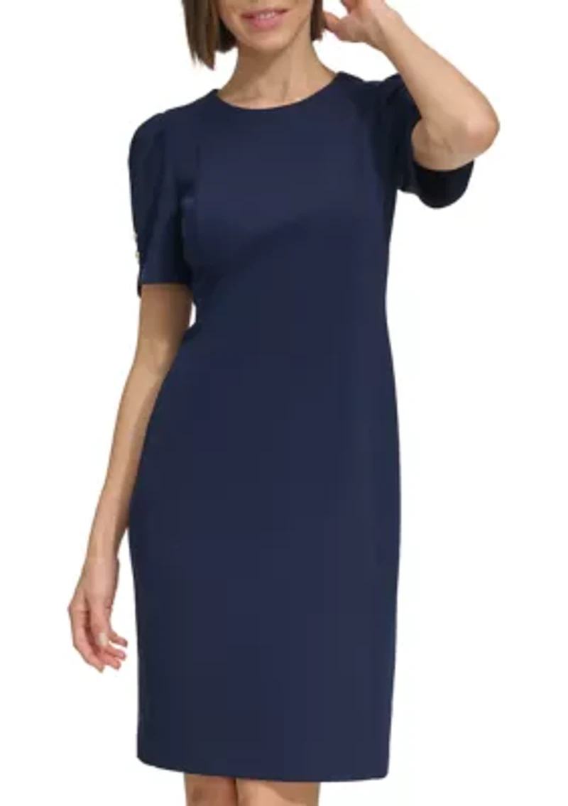 Women's Solid Scuba Sheath Dress