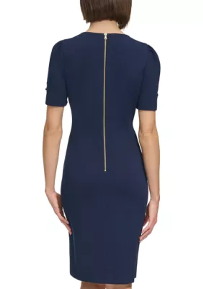 Women's Solid Scuba Sheath Dress