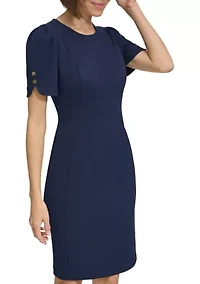 Women's Solid Scuba Sheath Dress