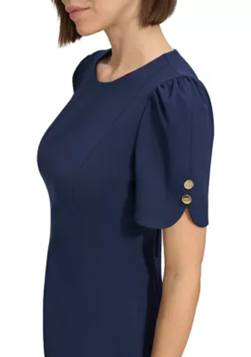 Women's Solid Scuba Sheath Dress