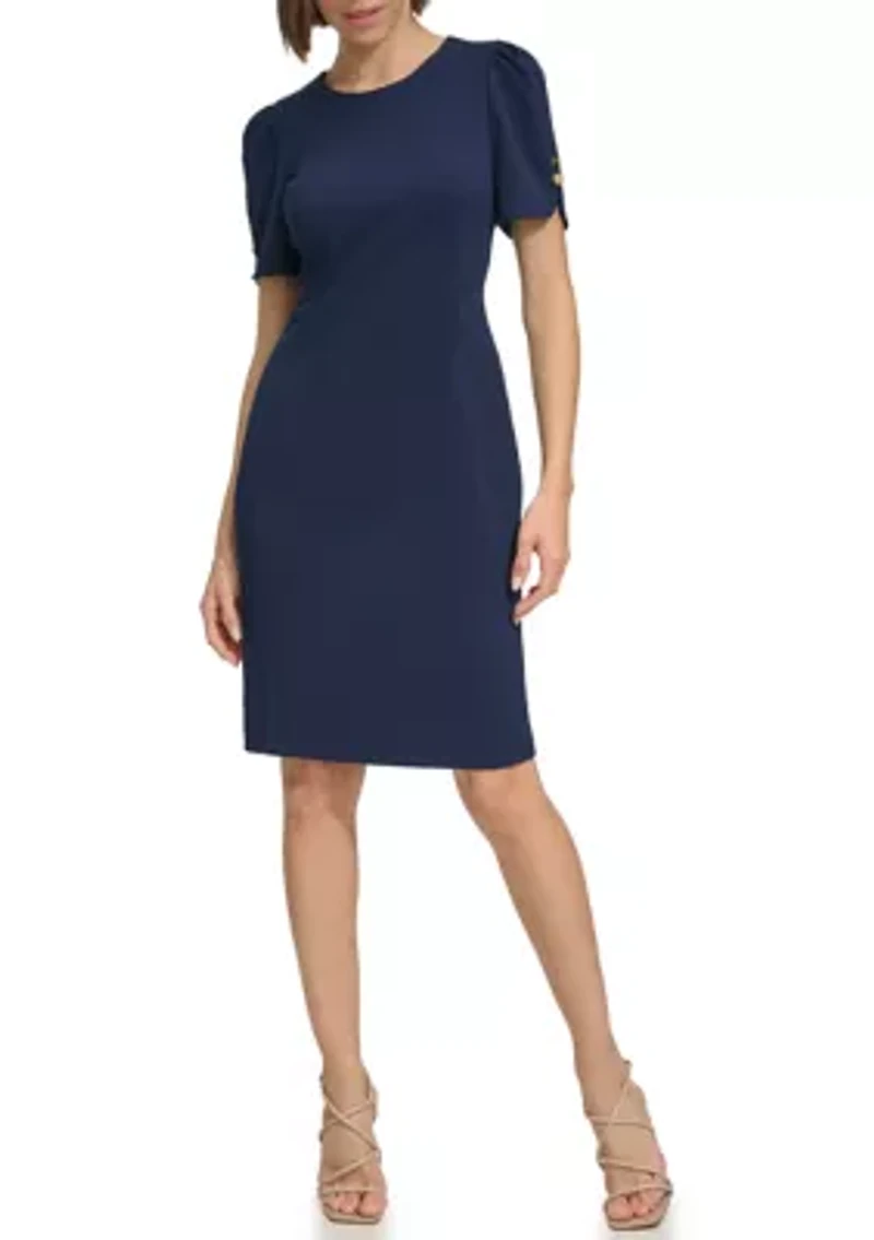 Women's Solid Scuba Sheath Dress