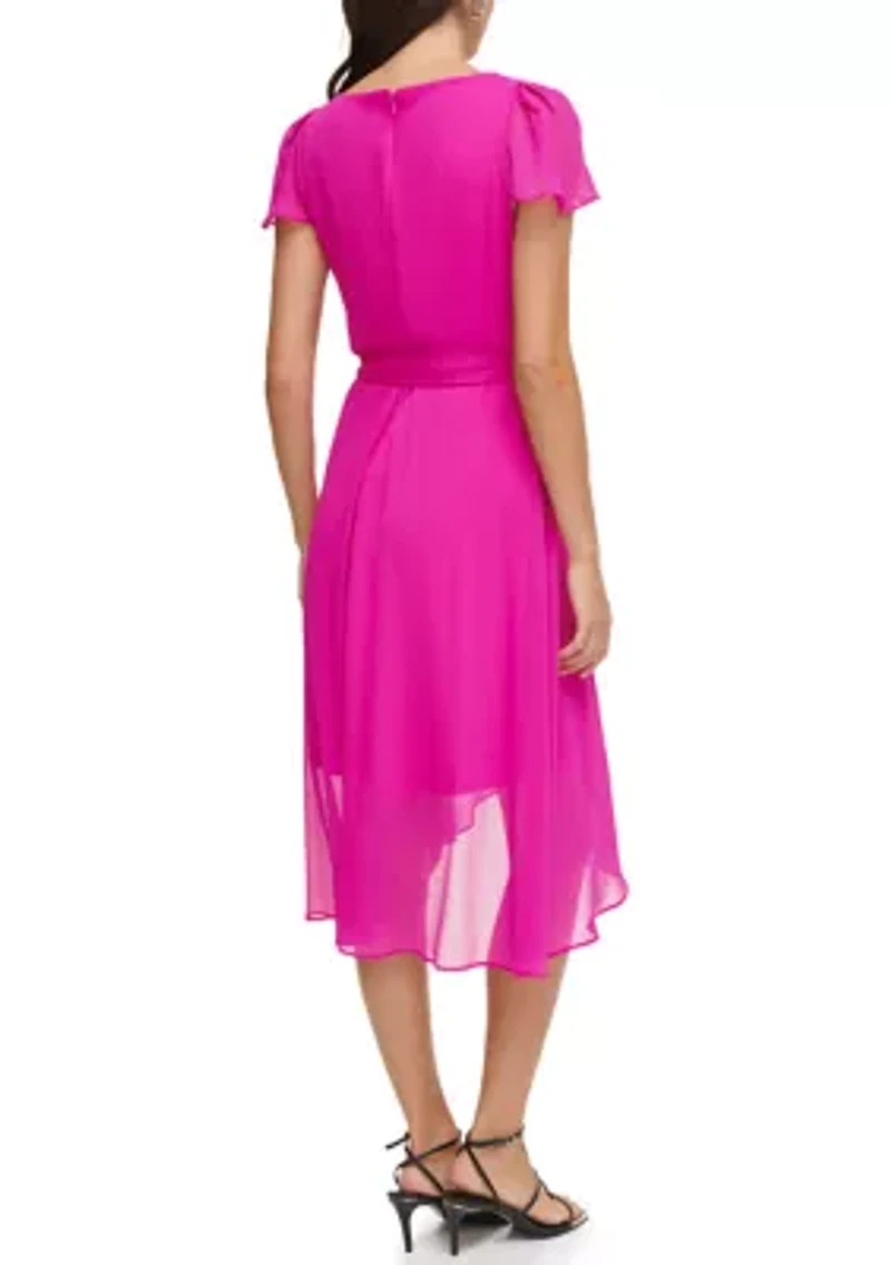 Women's Short Sleeve V-Neck A-Line Dress