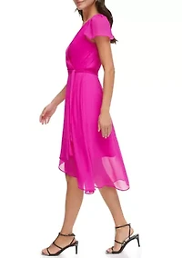 Women's Short Sleeve V-Neck A-Line Dress