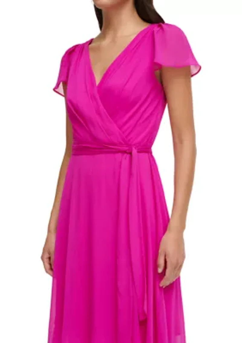 Women's Short Sleeve V-Neck A-Line Dress