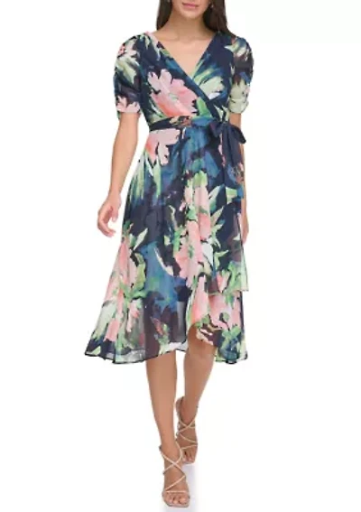 Women's Tie Waist Floral Printed Dress