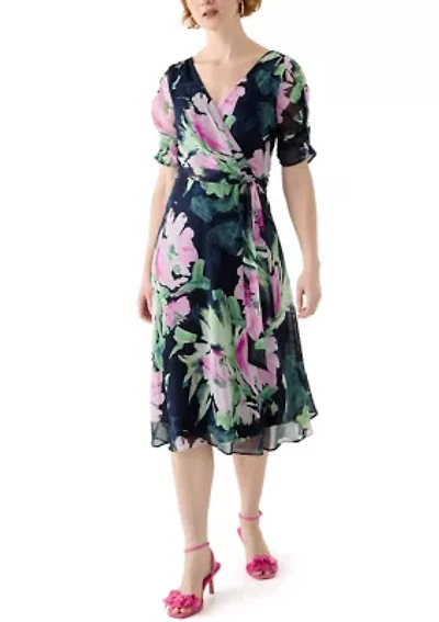 Women's Tie Waist Floral Printed Dress