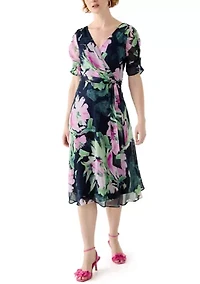 Women's Tie Waist Floral Printed Dress