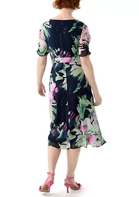 Women's Tie Waist Floral Printed Dress