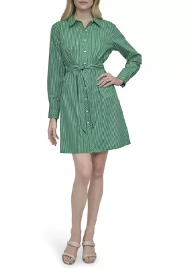 Women's Collared Stripe Printed Shirtdress