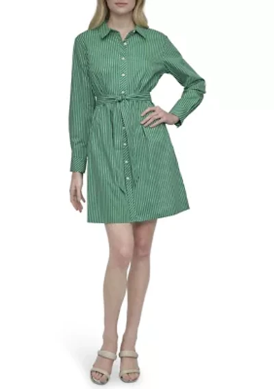 Women's Collared Stripe Printed Shirtdress