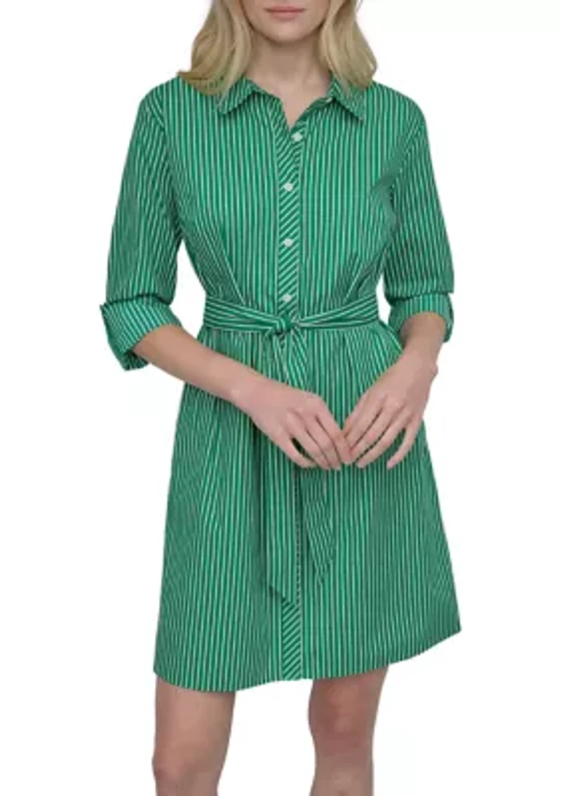 Women's Collared Stripe Printed Shirtdress