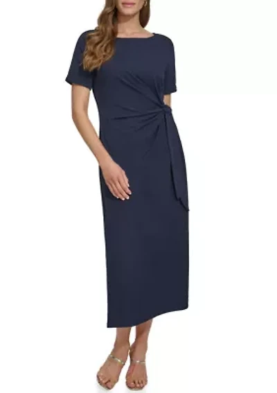 Women's Crepe Ruched A-Line Dress