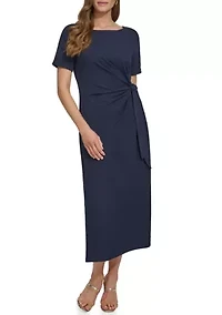 Women's Crepe Ruched A-Line Dress