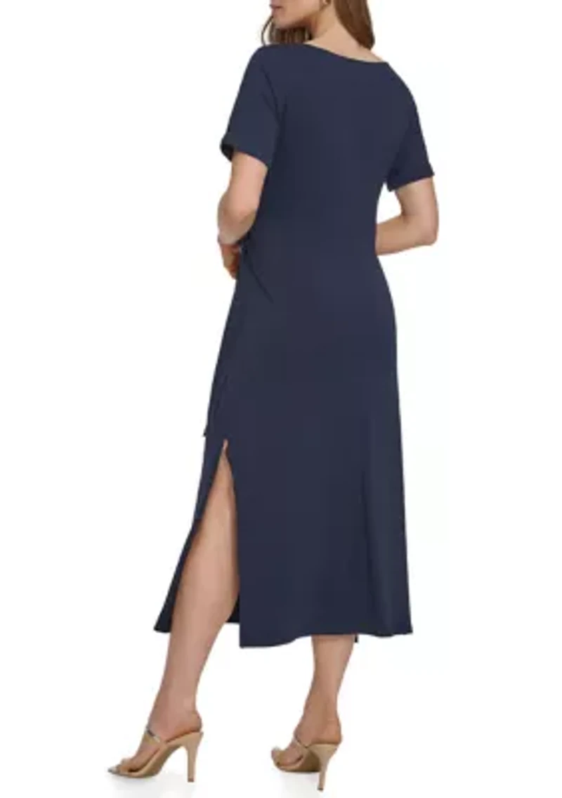 Women's Crepe Ruched A-Line Dress