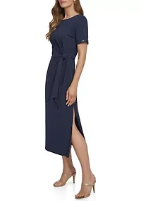 Women's Crepe Ruched A-Line Dress