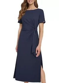 Women's Crepe Ruched A-Line Dress
