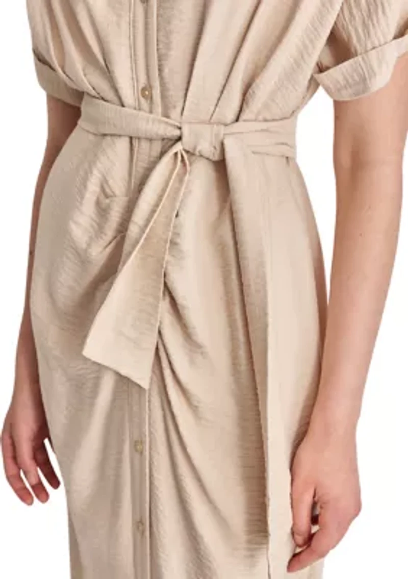 Women's Short Sleeve Collar Washer Dress