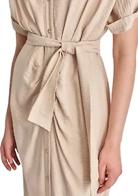 Women's Short Sleeve Collar Washer Dress