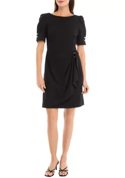 Women's Puff Sleeve Side Scrunch Sheath Dress