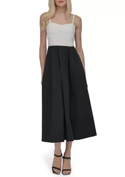 Women's Solid Square Neck Fit and Flare Dress