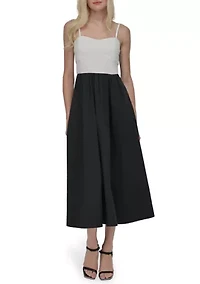 Women's Solid Square Neck Fit and Flare Dress